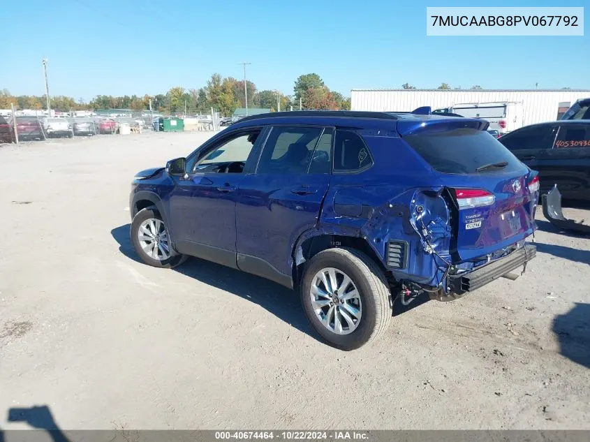 2023 Toyota Corolla Cross Le VIN: 7MUCAABG8PV067792 Lot: 40674464