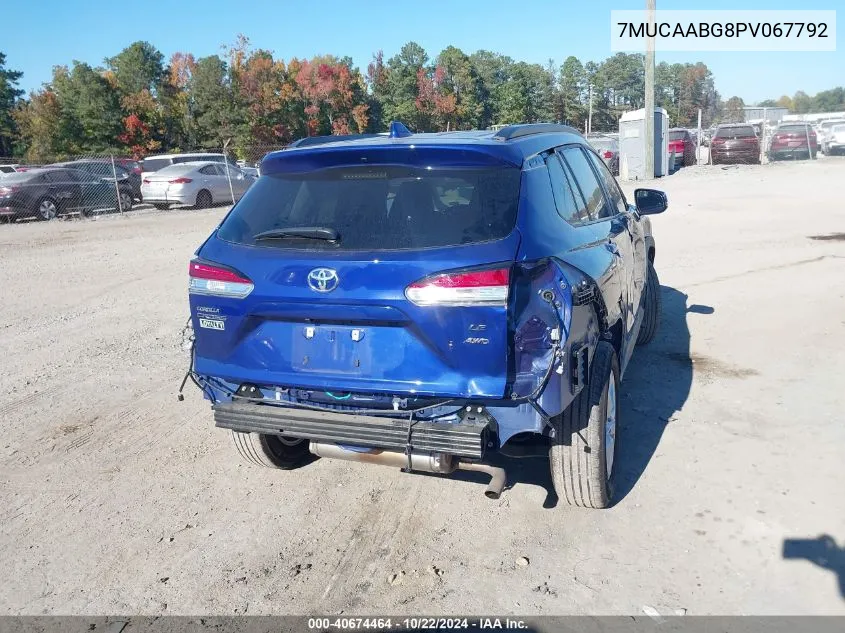 2023 Toyota Corolla Cross Le VIN: 7MUCAABG8PV067792 Lot: 40674464