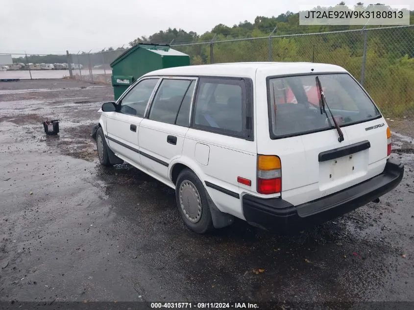 1989 Toyota Corolla Dlx VIN: JT2AE92W9K3180813 Lot: 40315771