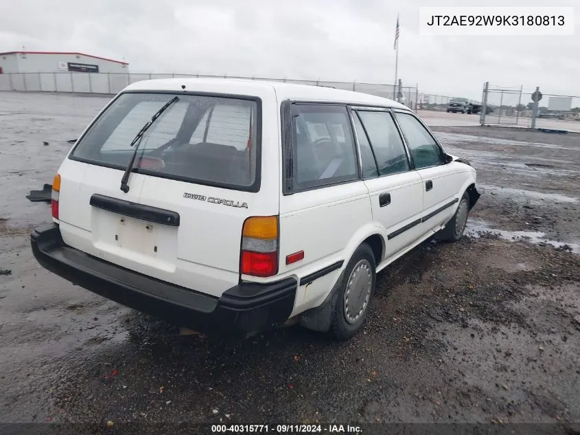 1989 Toyota Corolla Dlx VIN: JT2AE92W9K3180813 Lot: 40315771