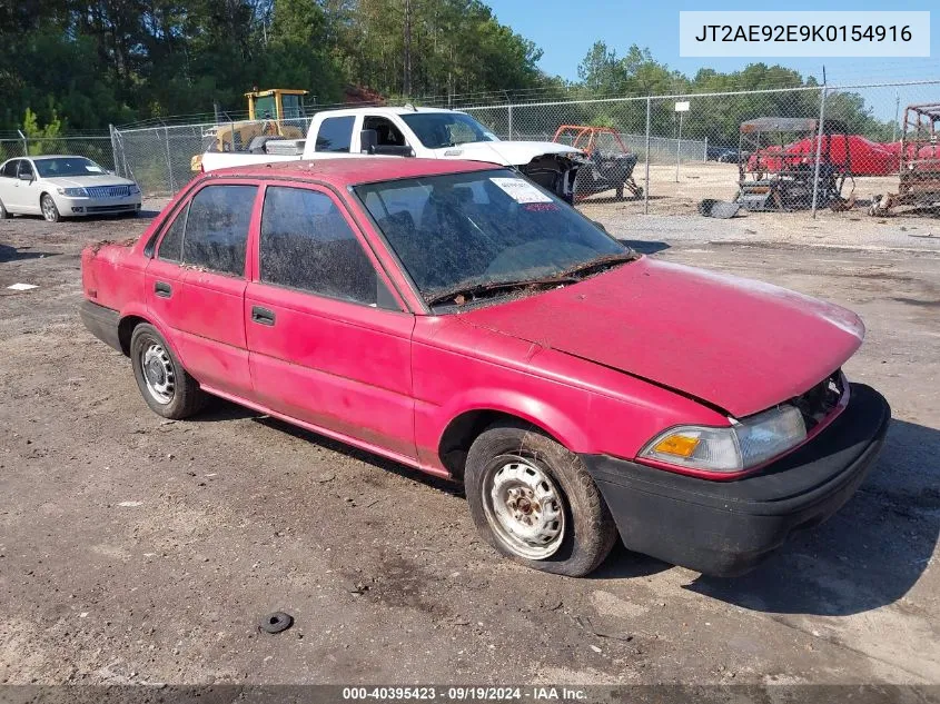 1989 Toyota Corolla Dlx VIN: JT2AE92E9K0154916 Lot: 40395423