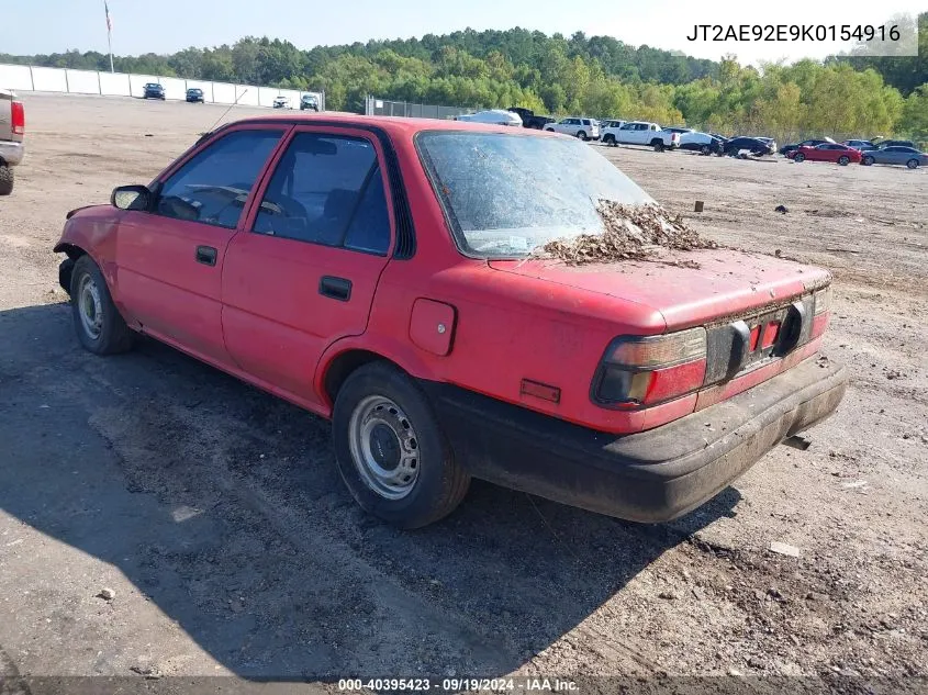 1989 Toyota Corolla Dlx VIN: JT2AE92E9K0154916 Lot: 40395423