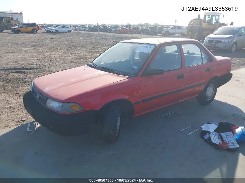 1990 Toyota Corolla Dlx VIN: JT2AE94A9L3353619 Lot: 40507353