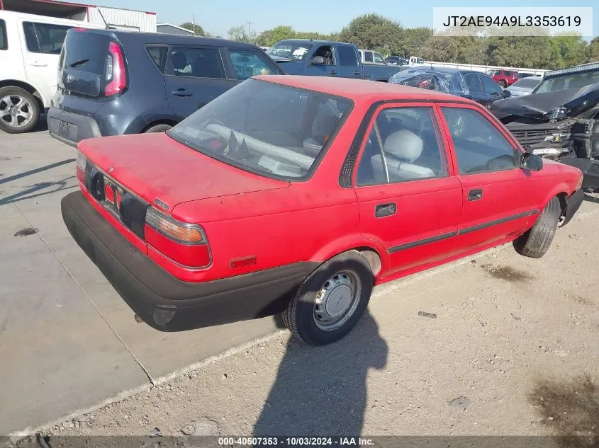 1990 Toyota Corolla Dlx VIN: JT2AE94A9L3353619 Lot: 40507353