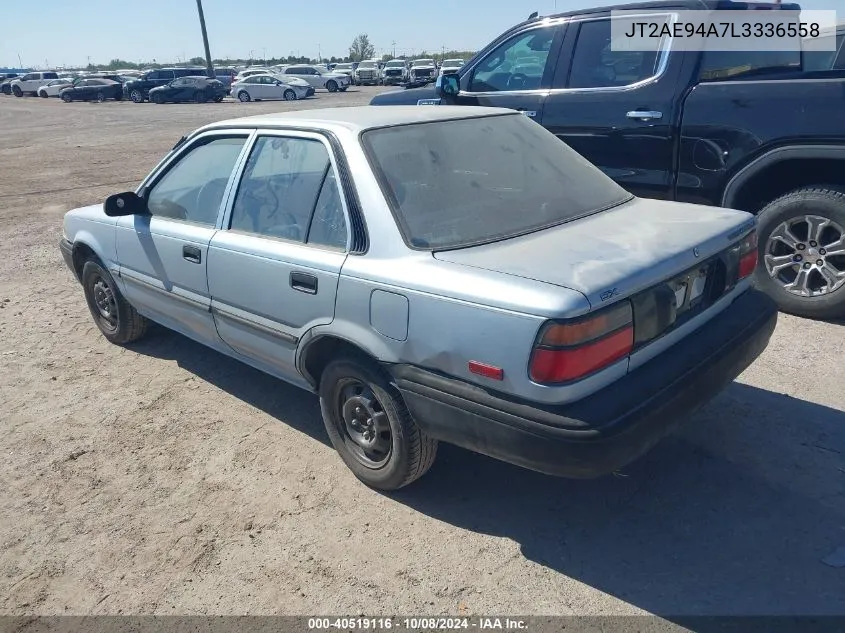 1990 Toyota Corolla Dlx VIN: JT2AE94A7L3336558 Lot: 40519116