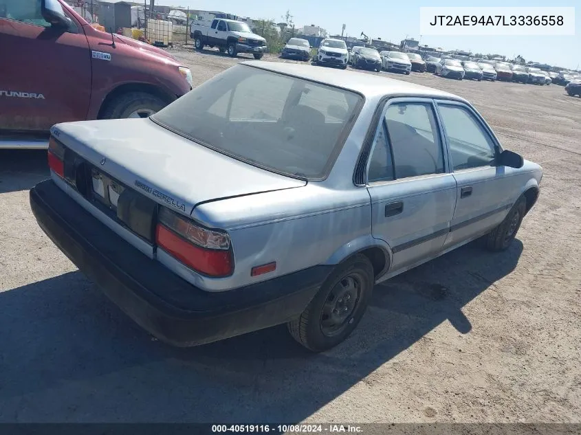 1990 Toyota Corolla Dlx VIN: JT2AE94A7L3336558 Lot: 40519116