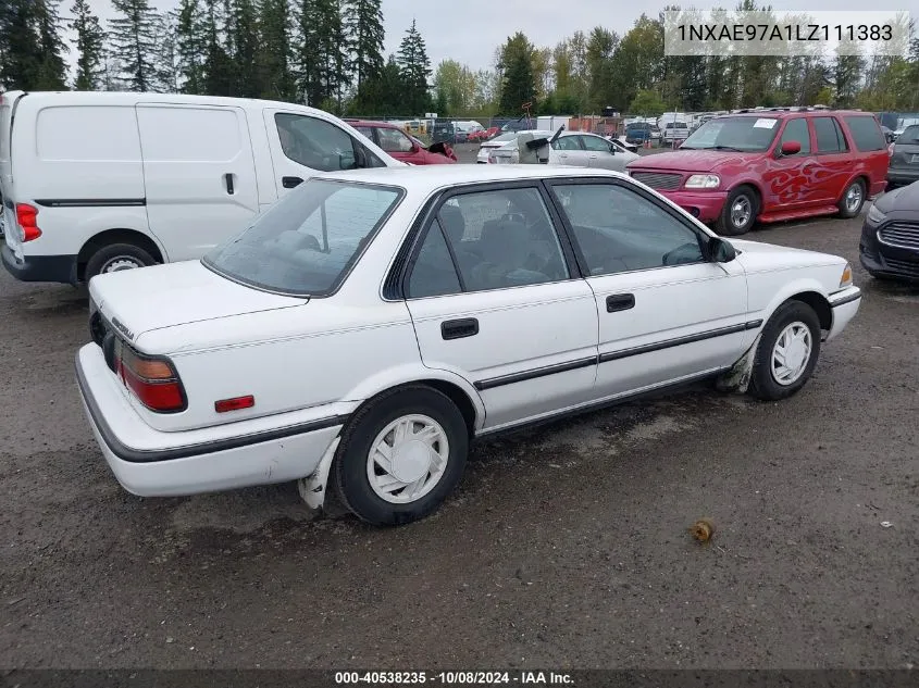 1990 Toyota Corolla Le VIN: 1NXAE97A1LZ111383 Lot: 40538235