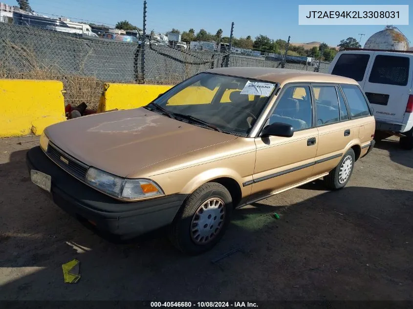 1990 Toyota Corolla Dlx VIN: JT2AE94K2L3308031 Lot: 40546680