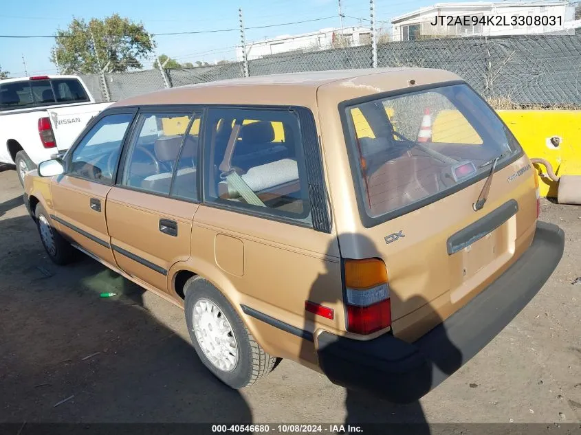 1990 Toyota Corolla Dlx VIN: JT2AE94K2L3308031 Lot: 40546680