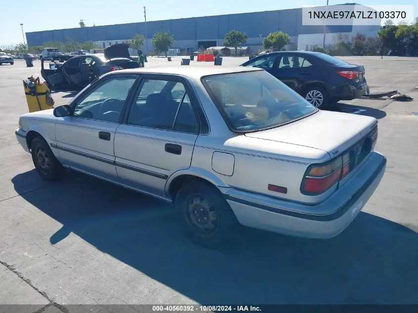 1990 Toyota Corolla Le VIN: 1NXAE97A7LZ103370 Lot: 40560392