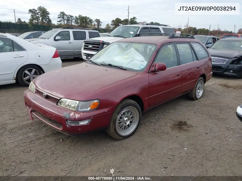 1993 Toyota Corolla Dx VIN: JT2AE09W0P0038294 Lot: 40778950