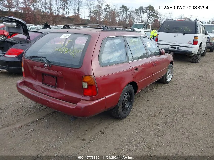 1993 Toyota Corolla Dx VIN: JT2AE09W0P0038294 Lot: 40778950