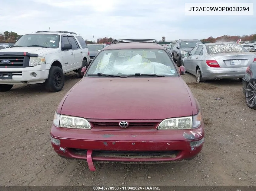 1993 Toyota Corolla Dx VIN: JT2AE09W0P0038294 Lot: 40778950