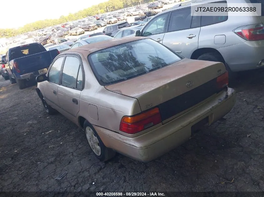 1994 Toyota Corolla Le/Dx VIN: JT2AE09B2R0063388 Lot: 40208598