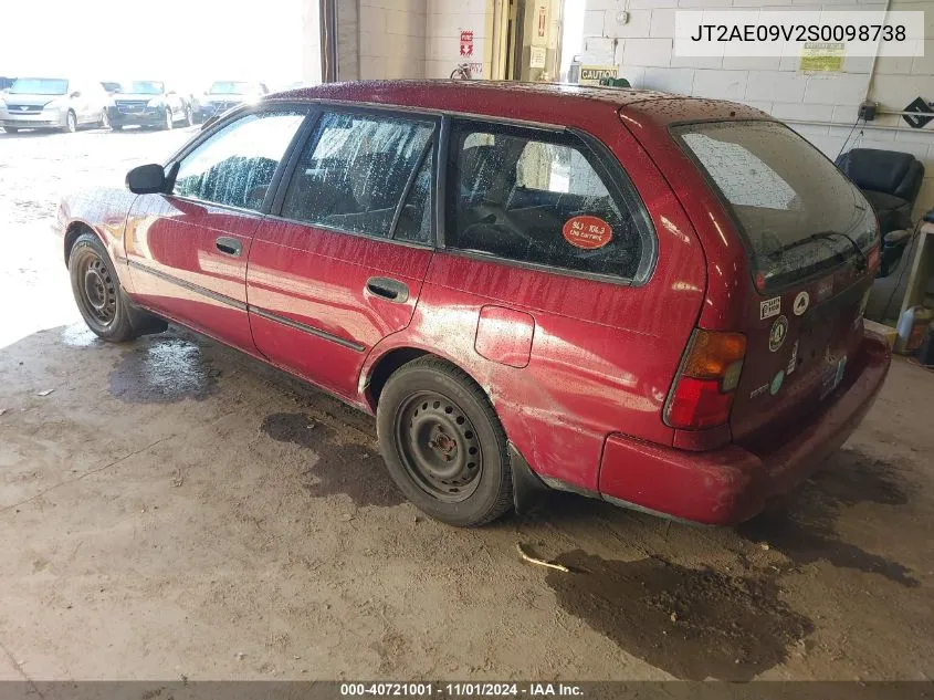 1995 Toyota Corolla Dx VIN: JT2AE09V2S0098738 Lot: 40721001