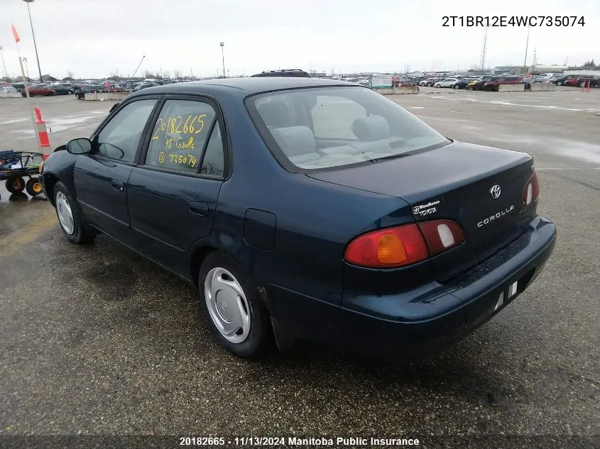 1998 Toyota Corolla Le VIN: 2T1BR12E4WC735074 Lot: 20182665