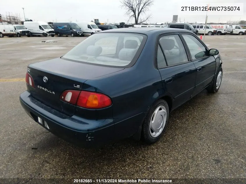 1998 Toyota Corolla Le VIN: 2T1BR12E4WC735074 Lot: 20182665