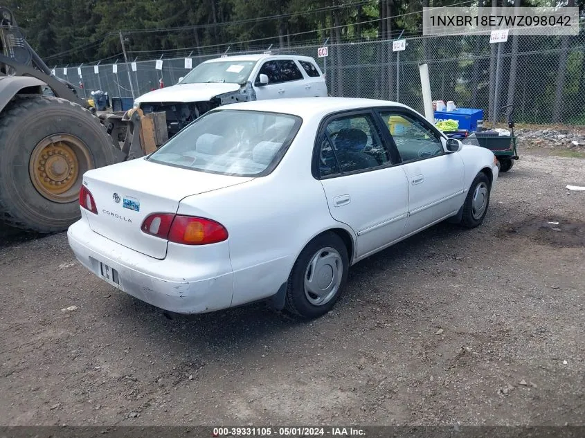 1998 Toyota Corolla Le VIN: 1NXBR18E7WZ098042 Lot: 39331105