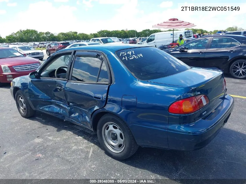 1998 Toyota Corolla Le VIN: 2T1BR18E2WC051549 Lot: 39348385