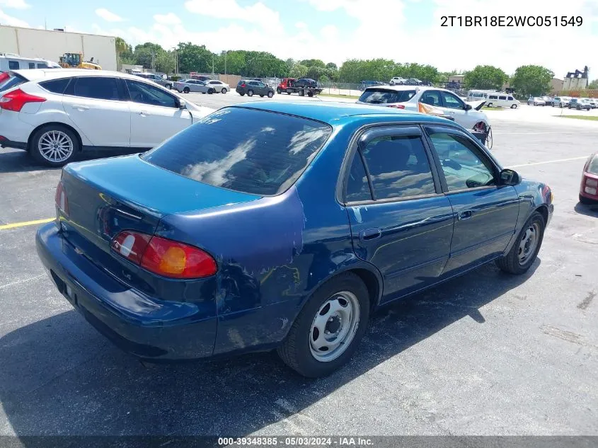 1998 Toyota Corolla Le VIN: 2T1BR18E2WC051549 Lot: 39348385