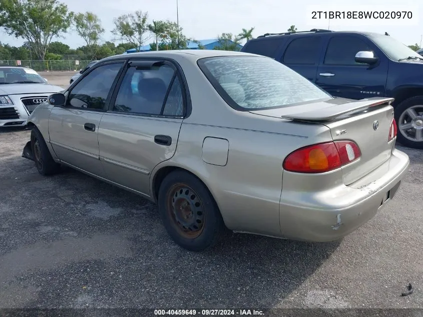 1998 Toyota Corolla Le VIN: 2T1BR18E8WC020970 Lot: 40459649