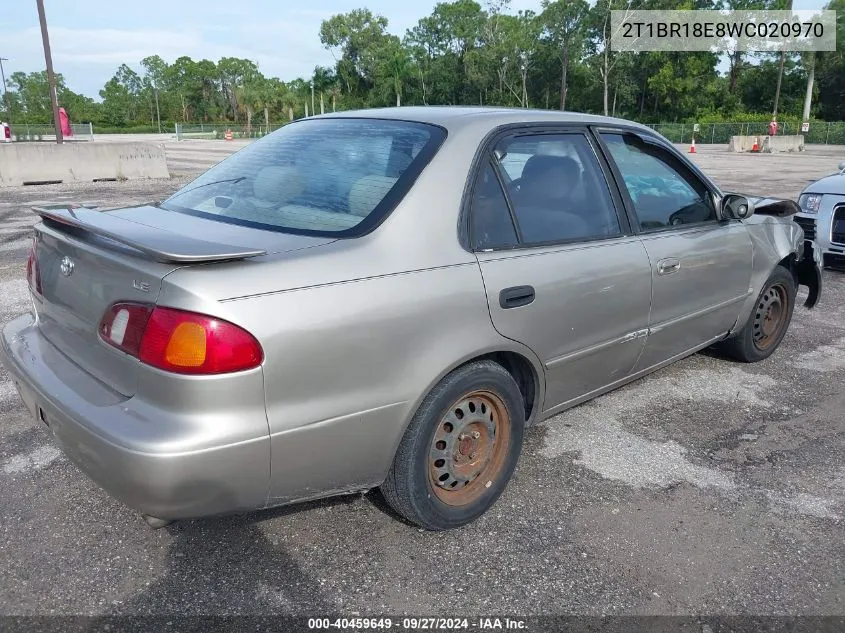 1998 Toyota Corolla Le VIN: 2T1BR18E8WC020970 Lot: 40459649