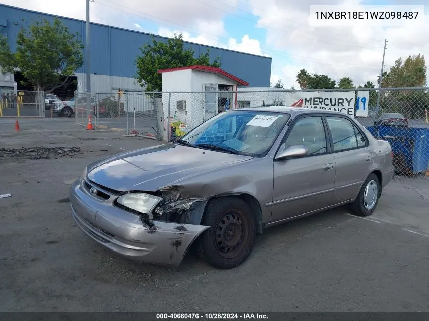 1998 Toyota Corolla Le VIN: 1NXBR18E1WZ098487 Lot: 40660476