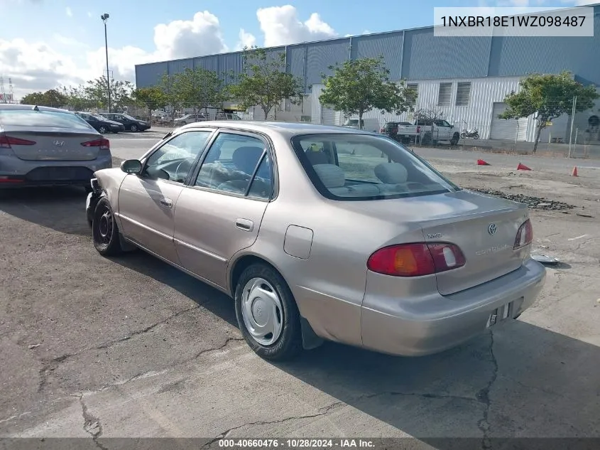 1998 Toyota Corolla Le VIN: 1NXBR18E1WZ098487 Lot: 40660476