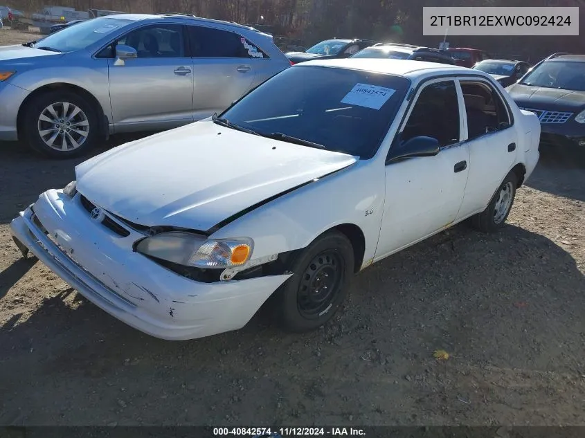 1998 Toyota Corolla Ve VIN: 2T1BR12EXWC092424 Lot: 40842574