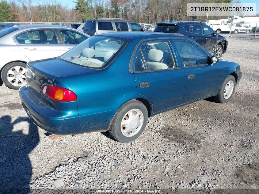 1998 Toyota Corolla Ve VIN: 2T1BR12EXWC081875 Lot: 40851051