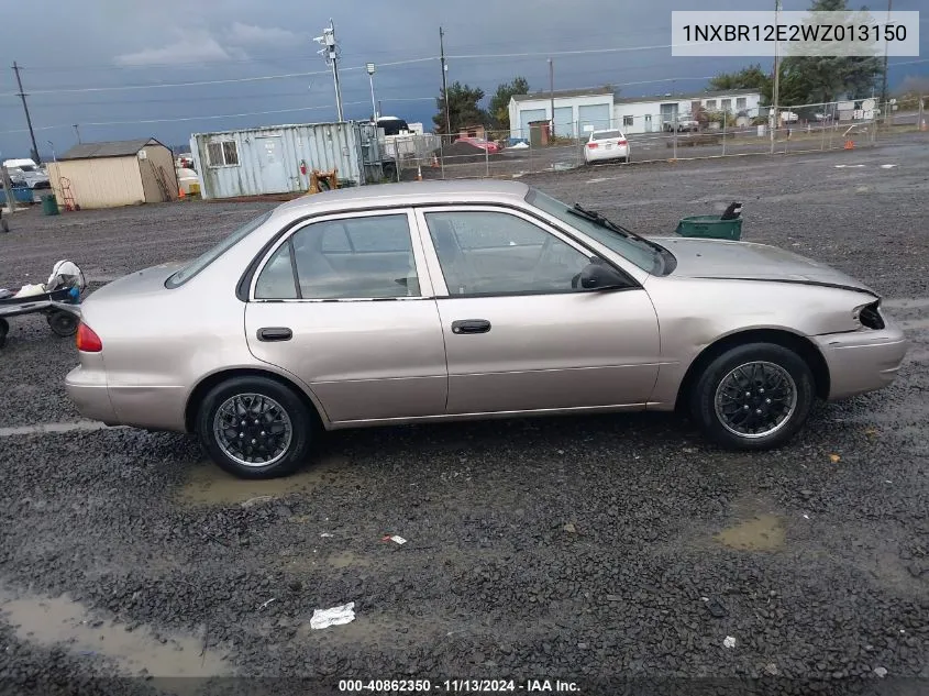 1998 Toyota Corolla Ve VIN: 1NXBR12E2WZ013150 Lot: 40862350