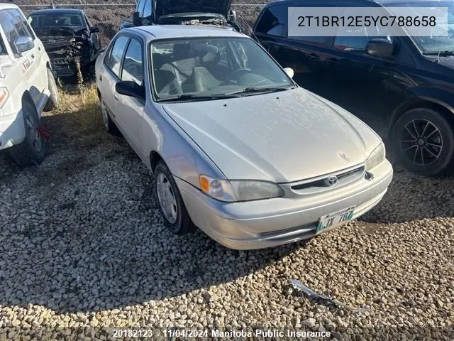 2000 Toyota Corolla Le VIN: 2T1BR12E5YC788658 Lot: 20182123