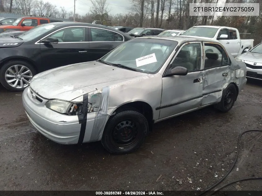 2000 Toyota Corolla Ce VIN: 2T1BR12E4YC275059 Lot: 39251747