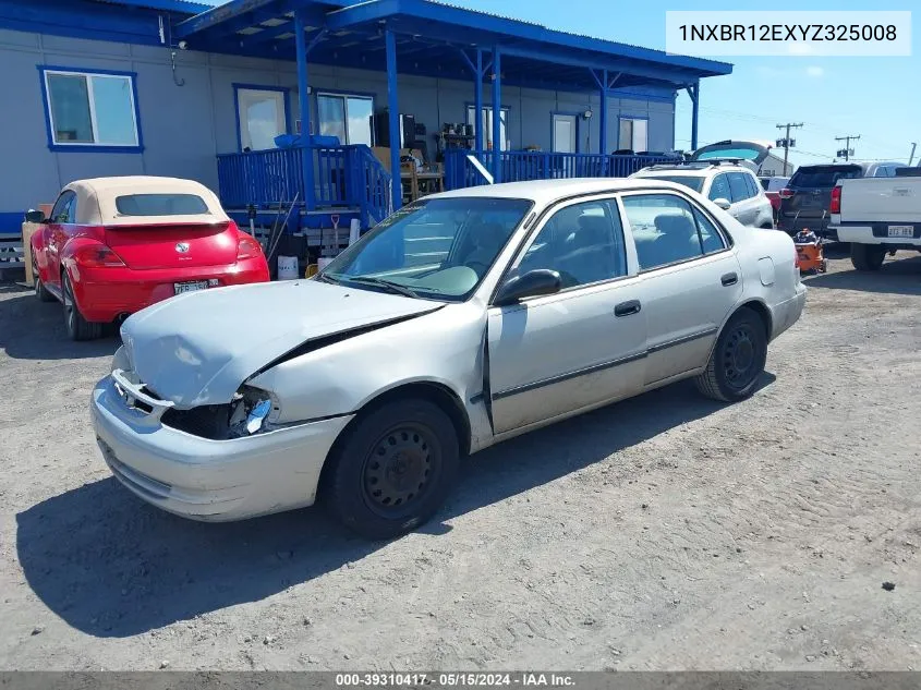 2000 Toyota Corolla Ce VIN: 1NXBR12EXYZ325008 Lot: 39310417