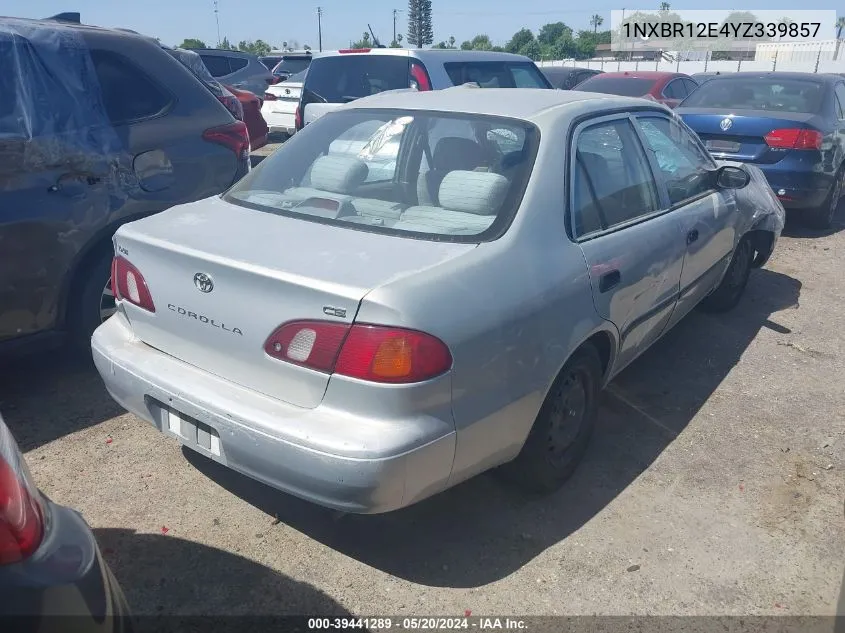 2000 Toyota Corolla Ce VIN: 1NXBR12E4YZ339857 Lot: 39441289