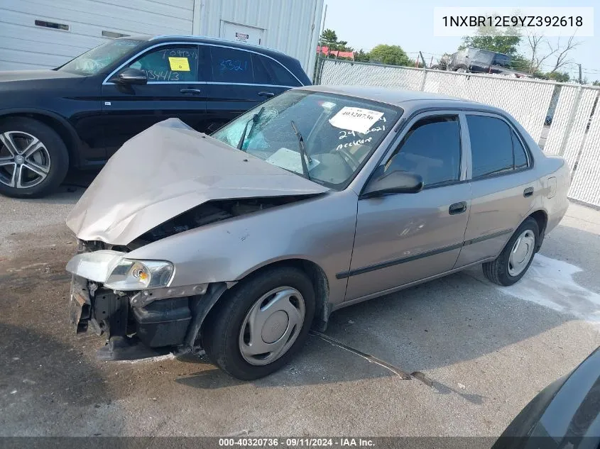 2000 Toyota Corolla Ve/Ce/Le VIN: 1NXBR12E9YZ392618 Lot: 40320736