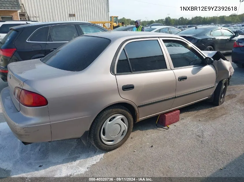 2000 Toyota Corolla Ve/Ce/Le VIN: 1NXBR12E9YZ392618 Lot: 40320736