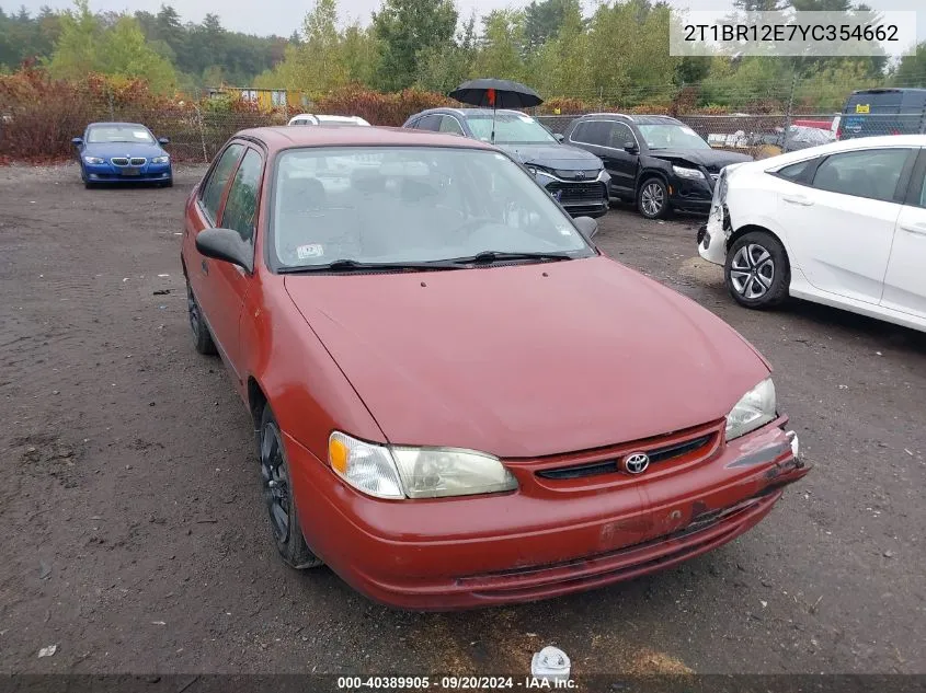 2000 Toyota Corolla Ce VIN: 2T1BR12E7YC354662 Lot: 40389905