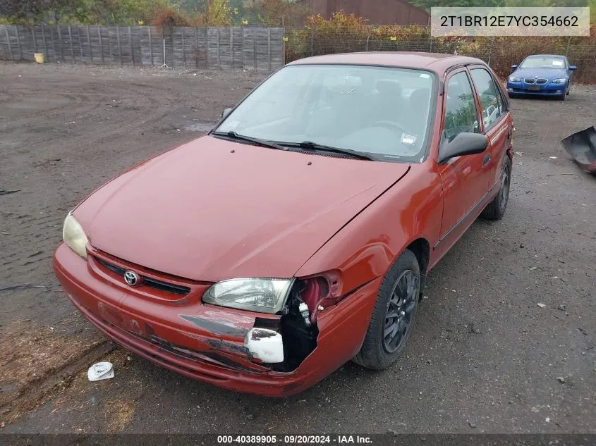 2000 Toyota Corolla Ce VIN: 2T1BR12E7YC354662 Lot: 40389905