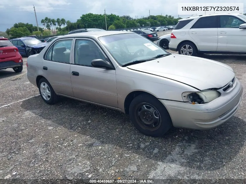 2000 Toyota Corolla Ve VIN: 1NXBR12E7YZ320574 Lot: 40459657