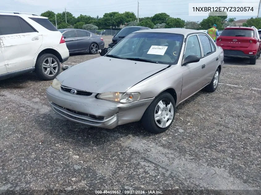 2000 Toyota Corolla Ve VIN: 1NXBR12E7YZ320574 Lot: 40459657