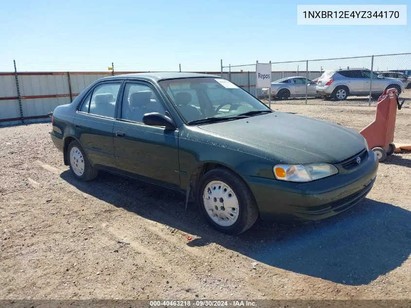 2000 Toyota Corolla Ce VIN: 1NXBR12E4YZ344170 Lot: 40463218