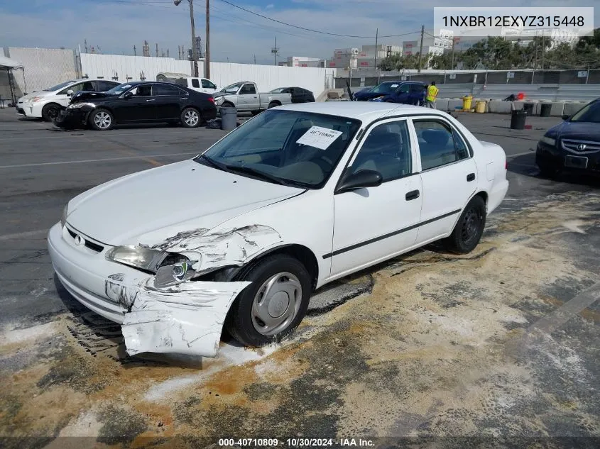 2000 Toyota Corolla Ce VIN: 1NXBR12EXYZ315448 Lot: 40710809