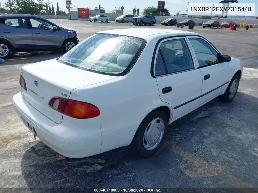 2000 Toyota Corolla Ce VIN: 1NXBR12EXYZ315448 Lot: 40710809