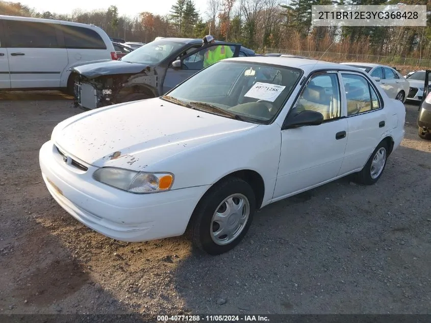 2000 Toyota Corolla Ve VIN: 2T1BR12E3YC368428 Lot: 40771288