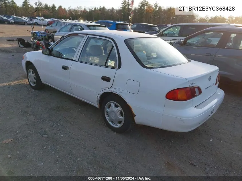 2000 Toyota Corolla Ve VIN: 2T1BR12E3YC368428 Lot: 40771288