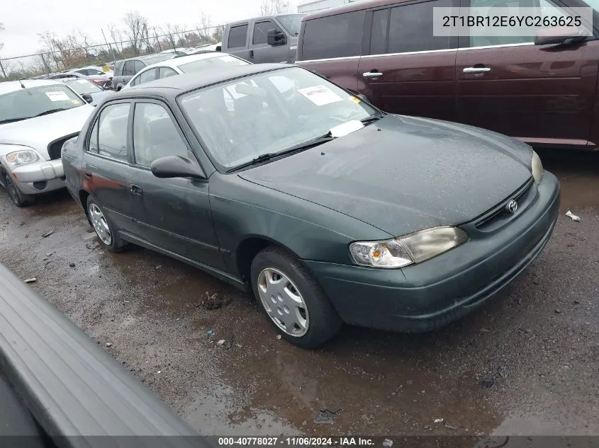 2000 Toyota Corolla Ce VIN: 2T1BR12E6YC263625 Lot: 40778027