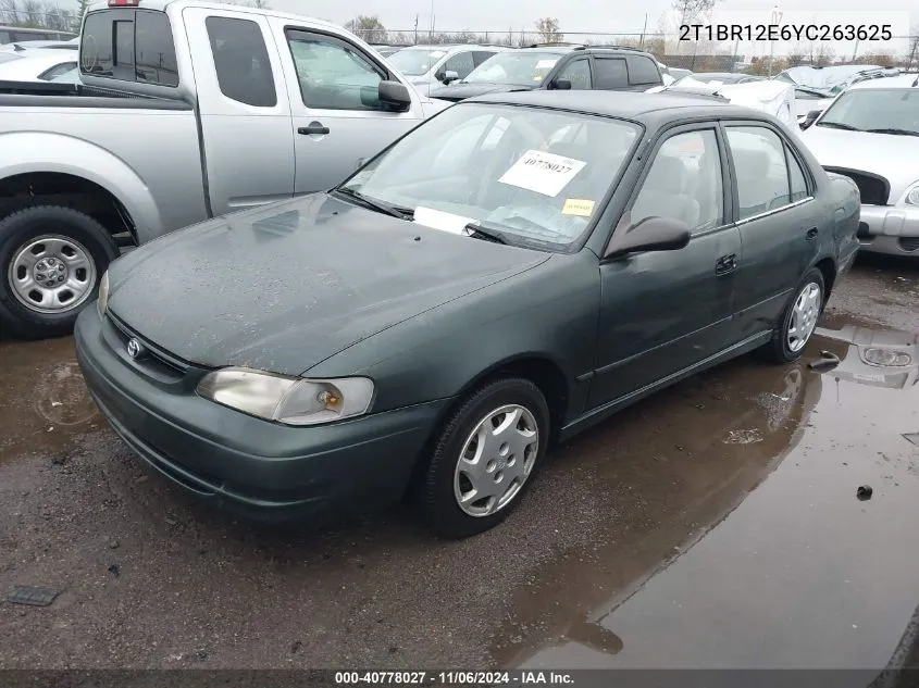 2000 Toyota Corolla Ce VIN: 2T1BR12E6YC263625 Lot: 40778027