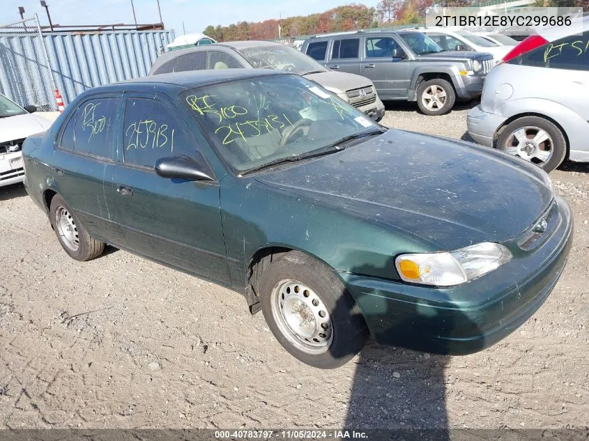 2000 Toyota Corolla Ce VIN: 2T1BR12E8YC299686 Lot: 40783797