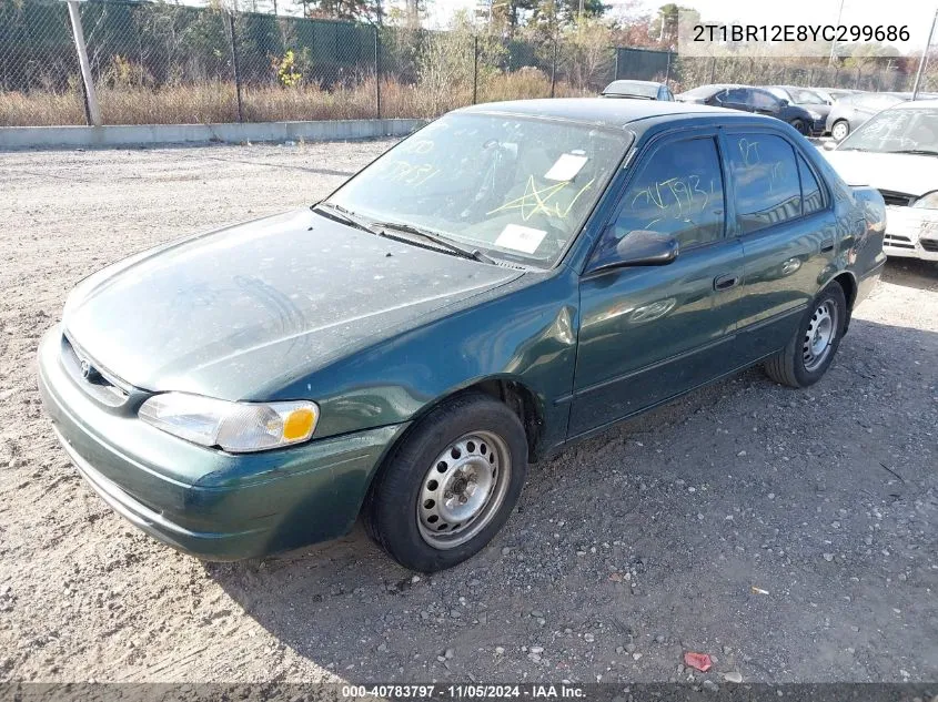 2000 Toyota Corolla Ce VIN: 2T1BR12E8YC299686 Lot: 40783797